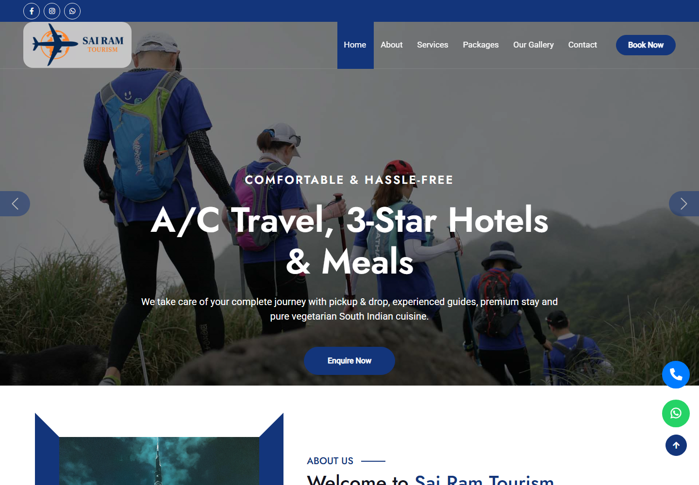 Sairam Tourism website screenshot